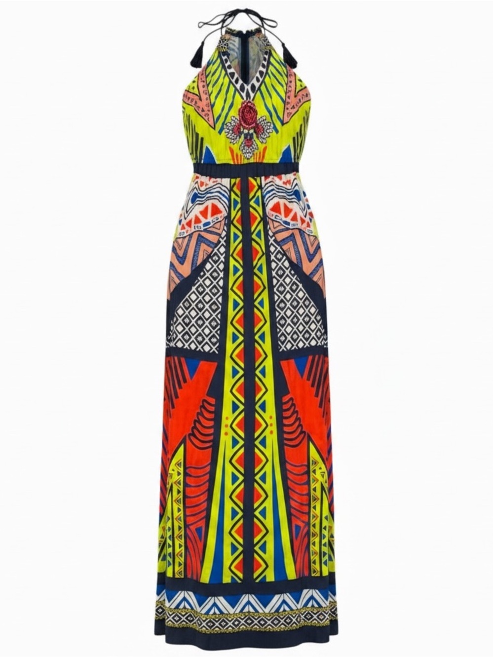 Flying Tomato Halter Maxi Dress – Bright Print – Size M